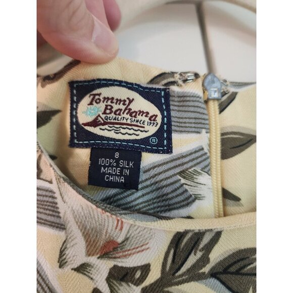 Tommy Bahama 100% Silk Maxi Dress Sz 8 Wrap Skirt Yellow Tropical Floral - Picture 5 of 12